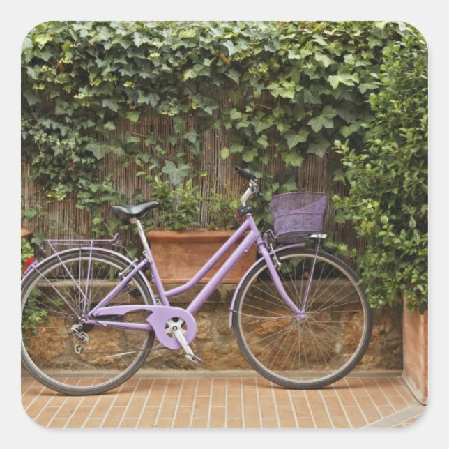 Parked bicycle, Pienza, Italy, Tuscany Square Sticker (Front)