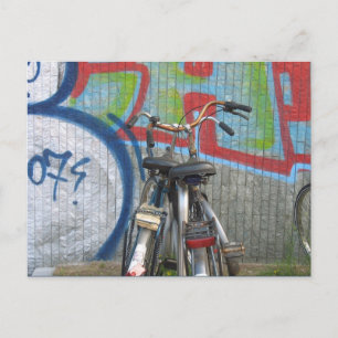 Parked Bicycles Graffiti Postcard