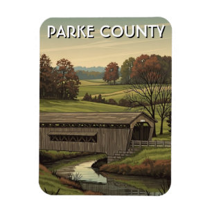 Parked County Indiana Covered Bridge Magnet