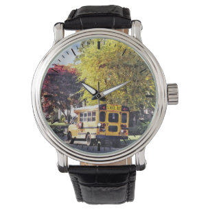 Parked School Bus In Autumn Watch