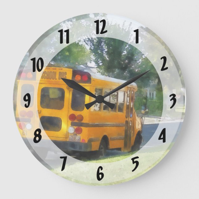 Parked School Bus Large Clock (Front)