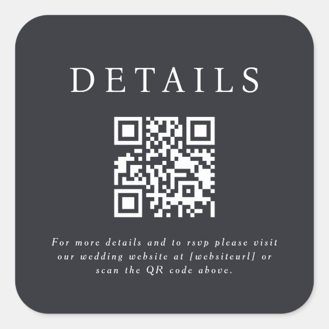 Parker Wedding QR Code Square Sticker (Front)