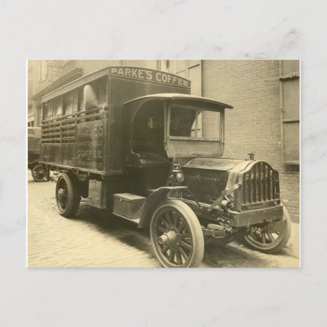 Parke's Coffee Truck - 1920 Postcard (Front)