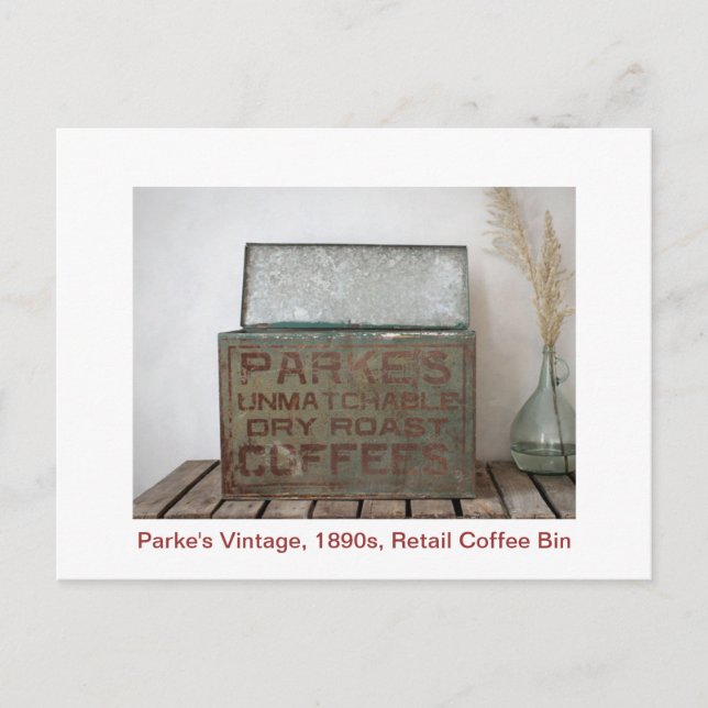 Parke's Vintage Retail 1890s Coffee Bin Postcard (Front)