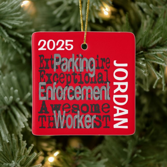 Parking Enforcement Worker Extraordinaire CUSTOM Ceramic Ornament (Tree)