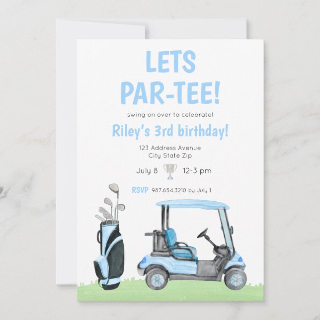 Parking Golf Thématique Anniversaire Invitation Bl (Devant)