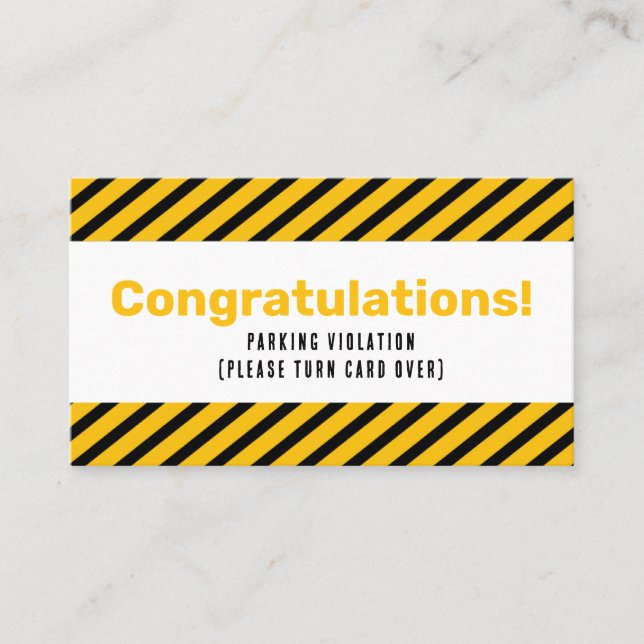 Parking Incorrectly complaint card (Front)