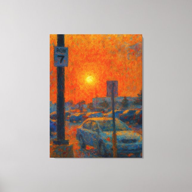 Parking Lot Impressionist AI Art Canvas Print (Front)