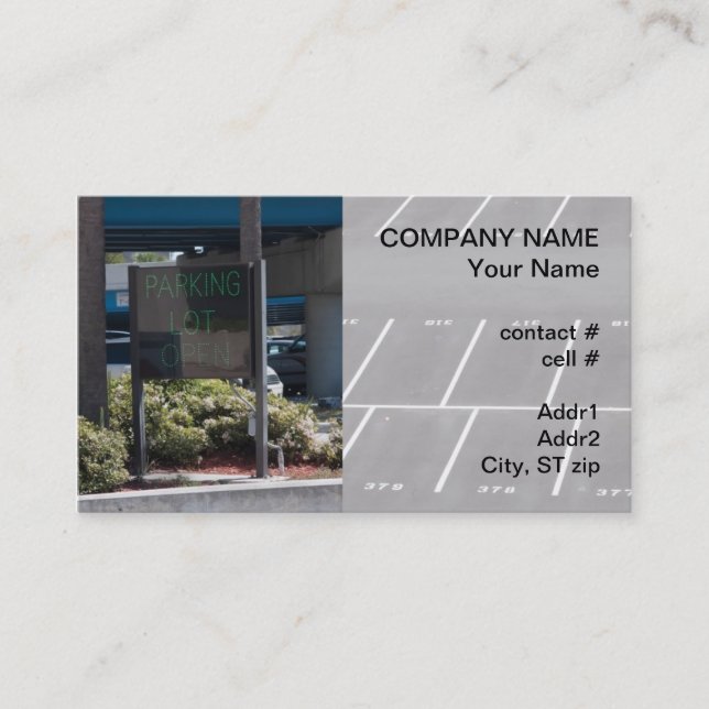 parking lot open business card (Front)