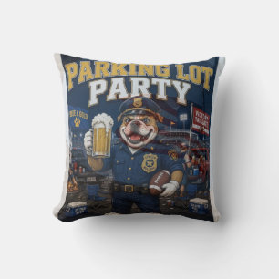 Parking Lot Party Funny Bulldog Gameday Tailgate Throw Pillow