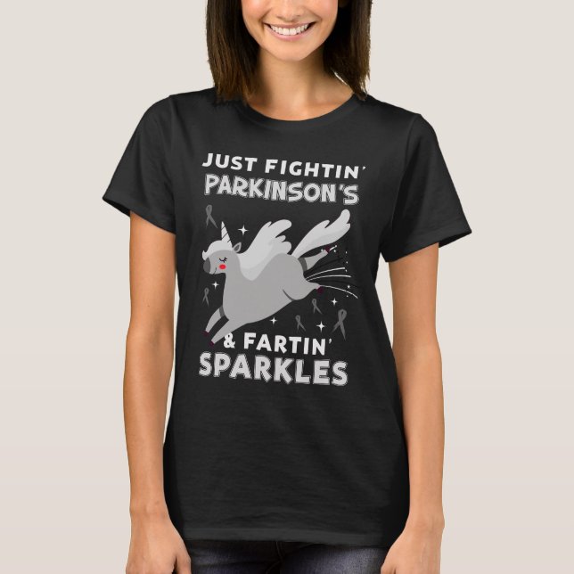 Parkinson’s appendix cancer unicorn farting sparkl T-Shirt (Front)