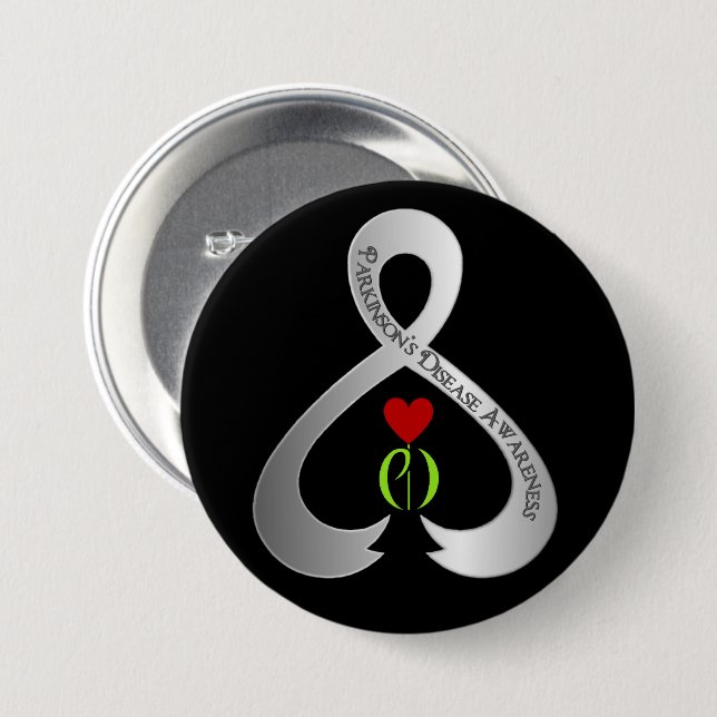 Parkinson"s Awareness Ribbon   3 Inch Round Button (Front & Back)