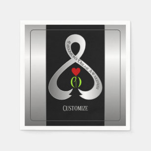 Parkinson"s Awareness Ribbon Black And Silver  Napkin