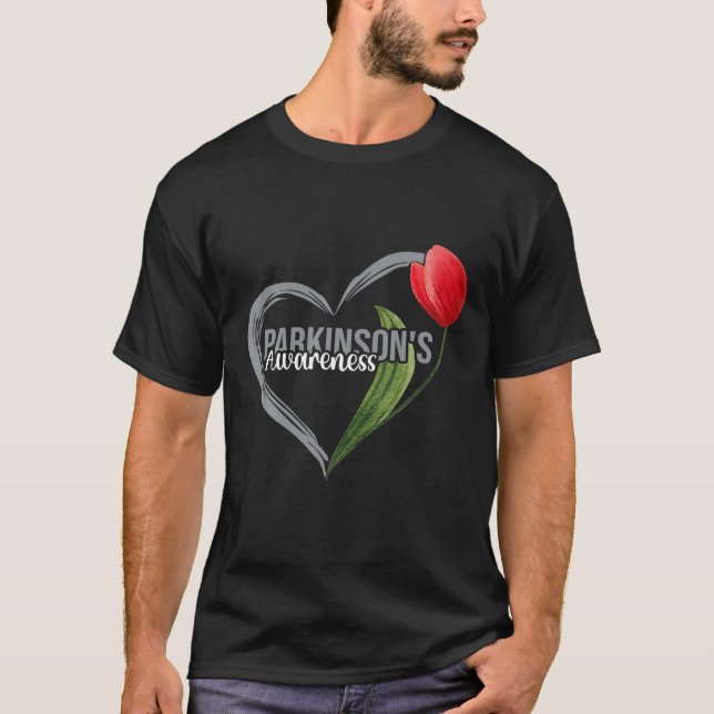 Parkinson's Awareness Monthheart Tulip Flower T-Shirt (Front)