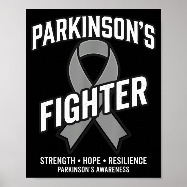 Parkinson's awareness support squad grey ribbon  poster (Front)