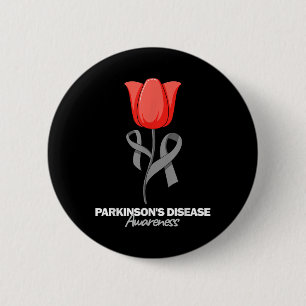 Parkinsons Disease Awareness April Month Red Tulip 2 Inch Round Button