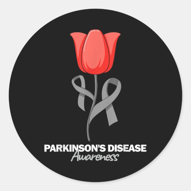 Parkinsons Disease Awareness April Month Red Tulip Classic Round Sticker (Front)