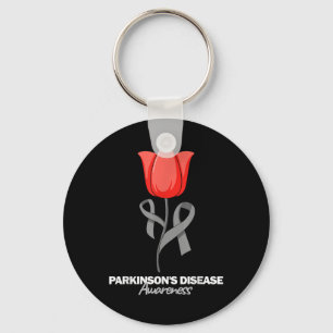Parkinsons Disease Awareness April Month Red Tulip Keychain