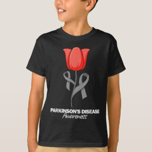Parkinsons Disease Awareness April Month Red Tulip T-Shirt