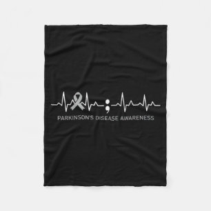 Parkinsons Disease Awareness Heartbeat - We Fight Fleece Blanket