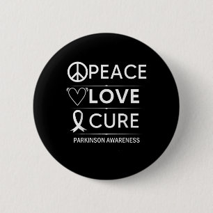 Parkinsons Disease Awareness Peace Love Cure 2 Inch Round Button