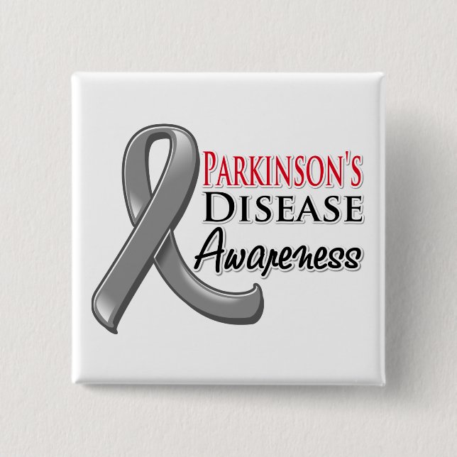 Parkinsons Disease Awareness Ribbon 2 Inch Square Button (Front)