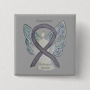 Parkinson's Disease Awareness Ribbon Angel Art Pin