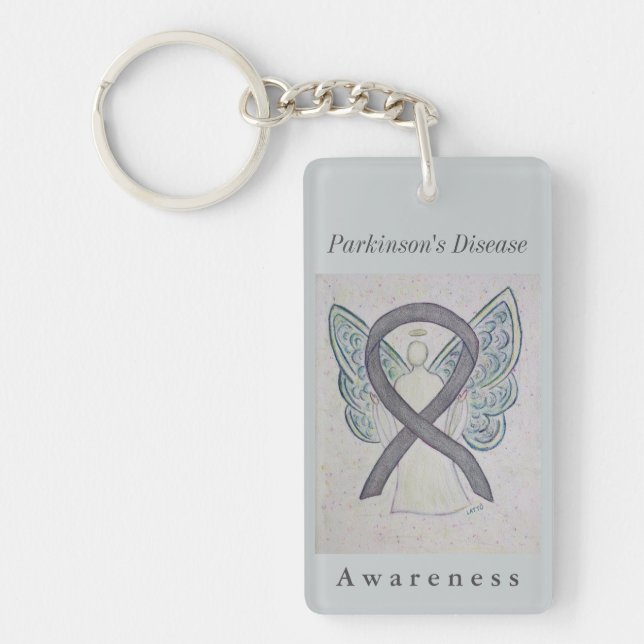 Parkinson's Disease Awareness Ribbon Keychain (Front)