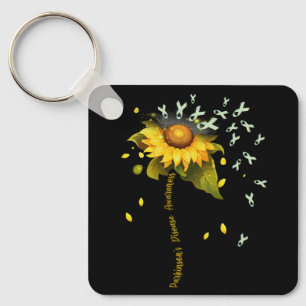 Parkinson's Disease Awareness Sunflower Ribbon Sup Keychain