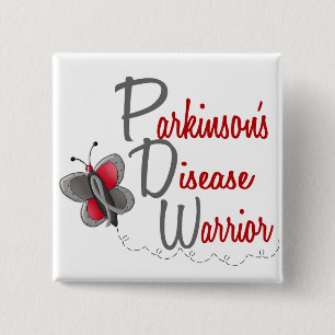 Parkinson's Disease Butterfly 2 Warrior 2 Inch Square Button