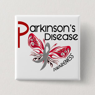 Parkinsons Disease BUTTERFLY 3.1 2 Inch Square Button