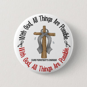 Parkinsons Disease WITH GOD CROSS 2 Inch Round Button