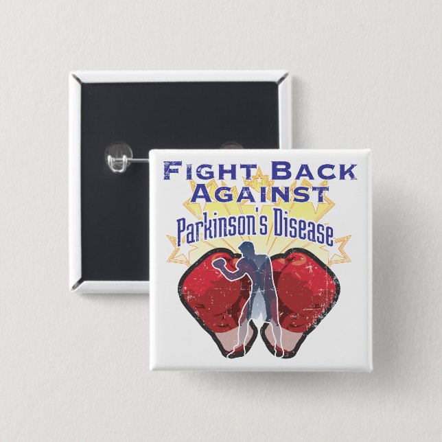 Parkinsons Fight Back Against distressed 2 Inch Square Button (Front & Back)