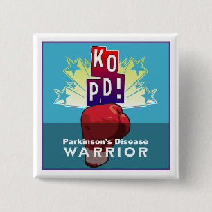 Parkinson's KO Warrior sq 2 Inch Square Button