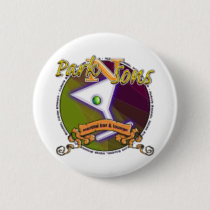 Parkinsons Martini Bar wCircle Always Shaken 2 Inch Round Button