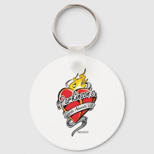 Parkinson's Tattoo Heart Keychain
