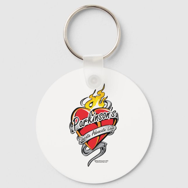 Parkinson's Tattoo Heart Keychain (Front)