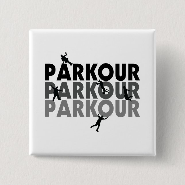 Parkour Free Running 2 Inch Square Button (Front)