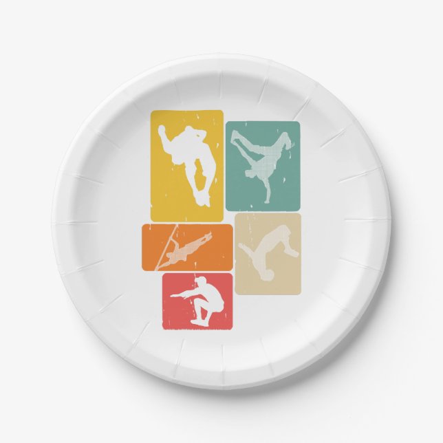 Parkour Freerunner Traceur Retro Freerunning Paper Plate (Front)