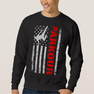 Parkour Freerunning with US American Flag Sweatshirt