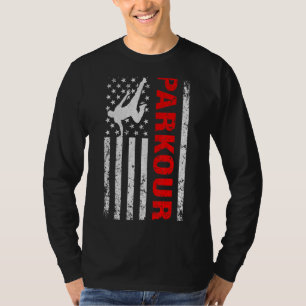 Parkour Freerunning with US American Flag T-Shirt