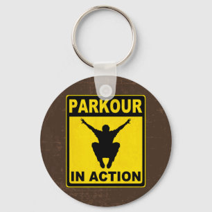 Parkour In Action Signboard Keychain