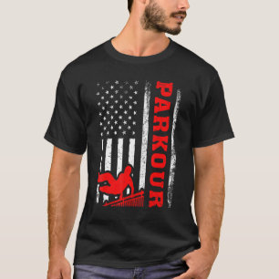 Parkour Jump Retro American Flag Parkour 4th Of Ju T-Shirt