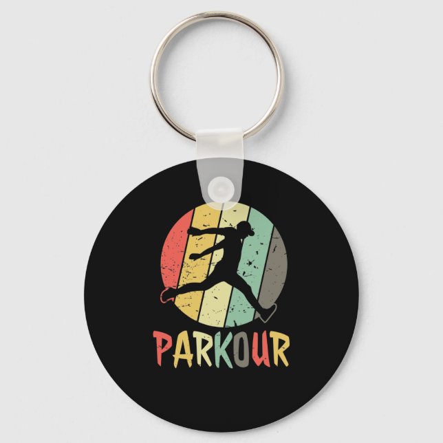 Parkour Logo in Retro Farben Keychain (Front)