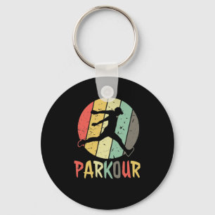 Parkour logo retro colors keychain