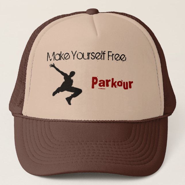 parkour man, Make Yourself Free, Parkour Trucker Hat (Front)