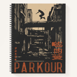 PARKOUR Urban Action Silhouette Poster Retro Notebook