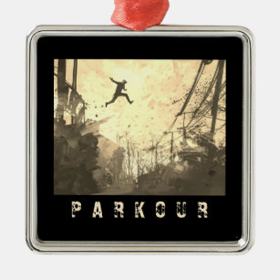 Parkour Urban Free Running Free Styling Art Sepia Metal Ornament