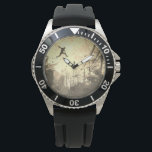 Parkour Urban Free Running Free Styling Art Sepia Watch<br><div class="desc">A modern artist's impression of parkour being practiced in an urban back street in sepia tones.</div>