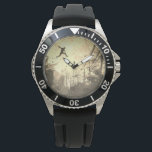 Parkour Urban Free Running Free Styling Art Sepia Watch<br><div class="desc">A modern artist's impression of parkour being practiced in an urban back street in sepia tones.</div>